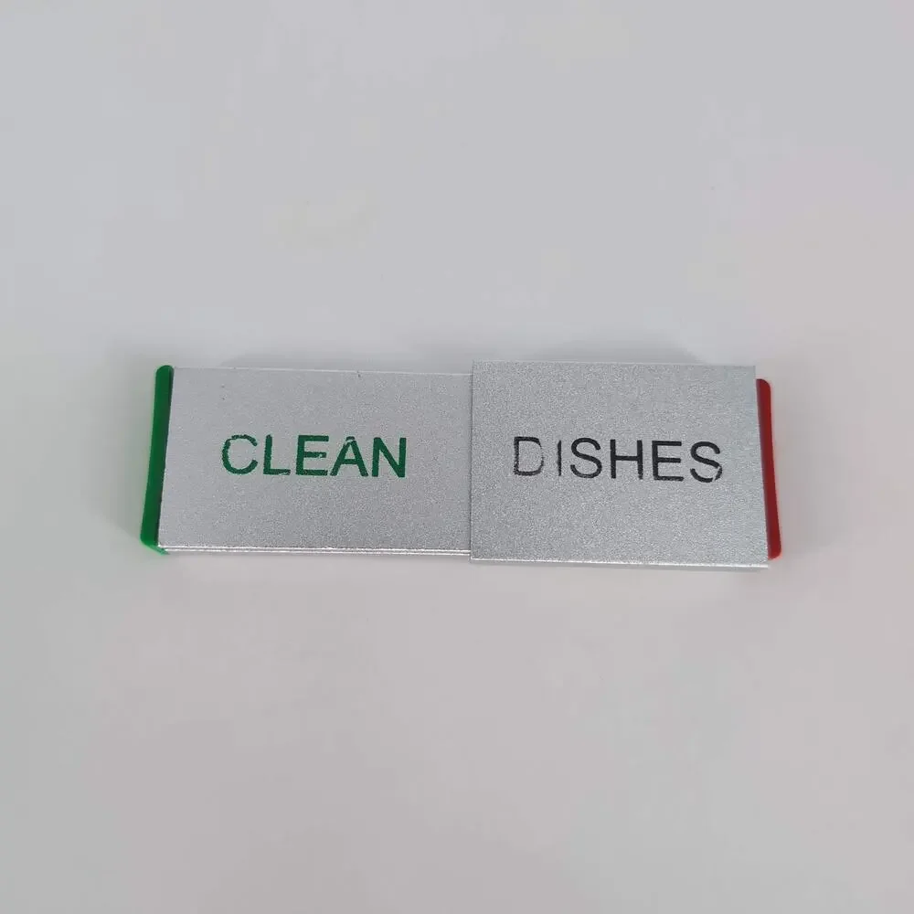 Dishwasher Magnet Clean Dirty Dishes Aluminum Sign Adhesive by Glide Signs - GUC